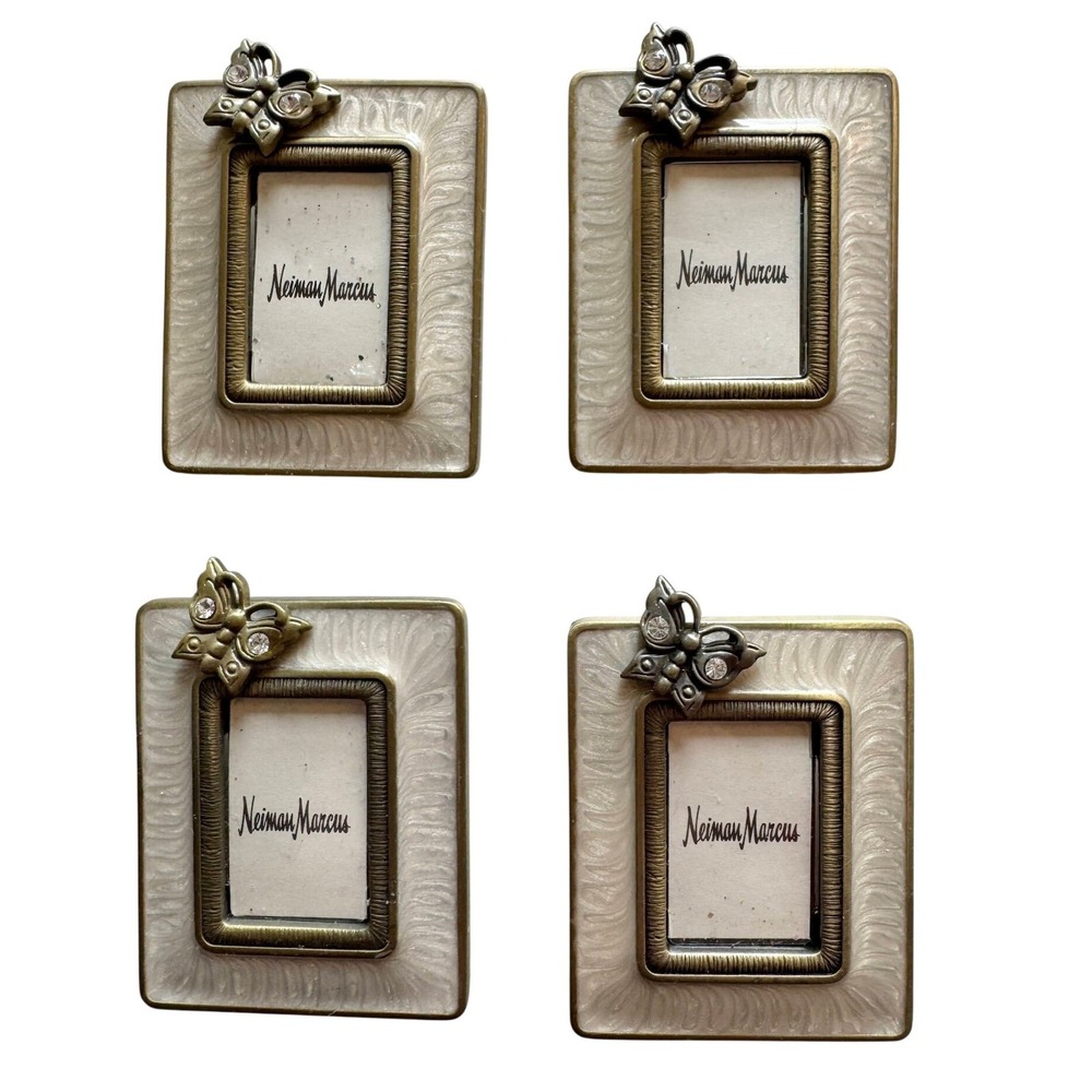 Vintage Jay Strongwater Neiman Marcus Mini Butterfly Picture Frames Set of 4